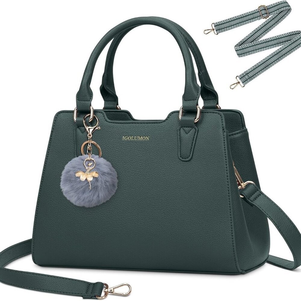 Women's Top-Handle Handbags PU Vegan Leather Satchel Purses for Women Designer T